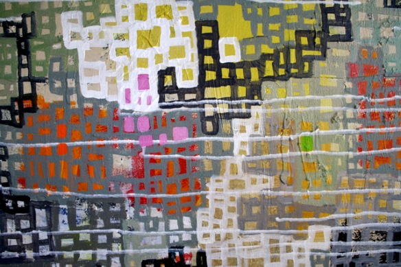 Detail of textures in painting, “Communities Connecting”